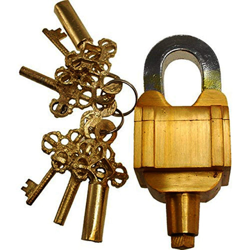 Brass Padlock - Lock with Keys - Working Functional - Brass Made Padlock  laxmi Golden 