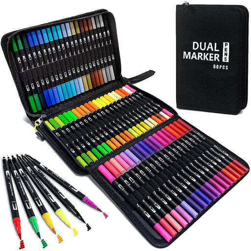 RESTLY 50 Pastel Colors Brush Markers Pens for Adult Coloring