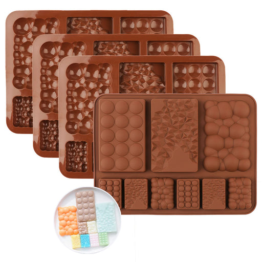 Chocolate Molds, Set Of 4 Packs Food Grade Non-Stick Silicone Protein And  Energy Bar Molds 