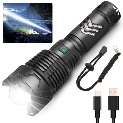 YIDUOZHH Rechargeable Flashlights High Lumens,90000 Lumen Brightest  Powerful Led Flashlight, Super Bright Flash Lights Battery Powered Handheld