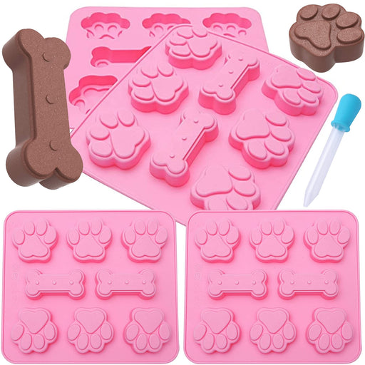 RUGVOMWM Dog Treat Molds Silicone,Dog Paw and Bone Silicone Molds