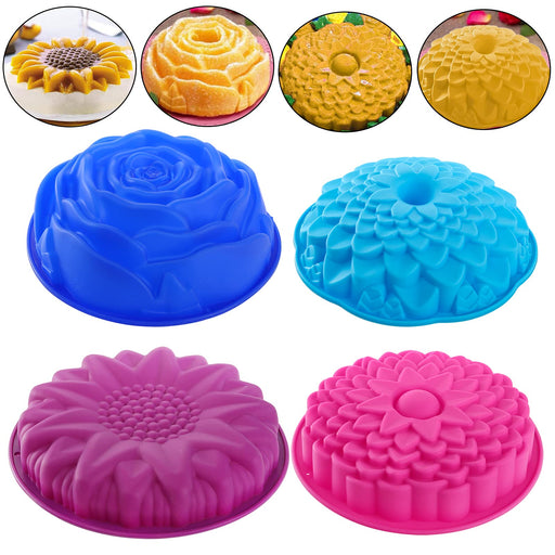 3 Pack Non-Stick Flower Shape Silicone Cake Bread Pie Flan Tart Jello —  CHIMIYA