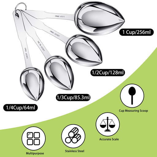 Chef Craft Select Plastic Measuring Scoop, 1/4 tsp, 1/2 tsp, 1 tsp, 1 tbsp,  1/4 cup, 1/3 cup, 1/2 cup and 1 cup size, White