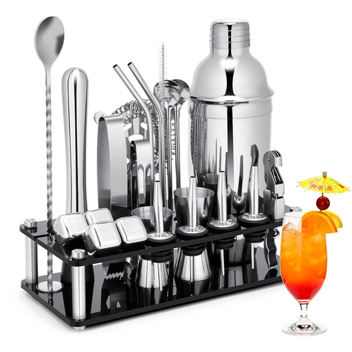 Cocktail Making Set,Cocktail Shaker Set 750ml Stainless Steel Bar Tool Set  Bartender Kit with Wooden Display Stand by AYAOQIANG : : Home