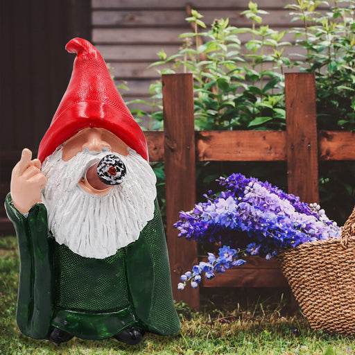 Home 'n s Whimsical Gnome Flipping Off Middle Finger Mini Statue