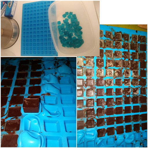 JOERSH 2-Pack Square Silicone Mold Gummy Molds Candy Molds Silicone for Caramels Chocolate Ice Cube Jelly Truffles Pralines Ganache 126 Cavity, Blue