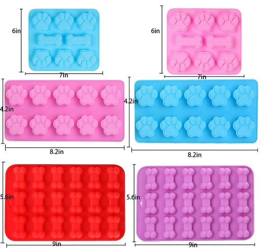 RIENER 4 Pack Silicone Molds Puppy Dog Paw and Dog Bone Silicone