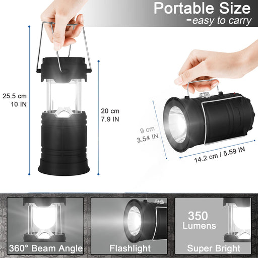 Solar Lantern, Camping Lantern, SXGINBT 2-Pack Lantern Flashlights