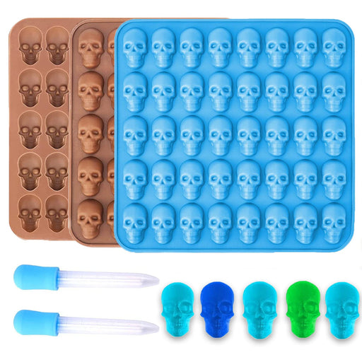 Herrnalise Gummy Skull Candy Molds Silicone,40 Cavity Non-Stick Skull  Silicone Molds for Chocolate,Candy,Jelly,Ice Cube,Dog Treats etc. 