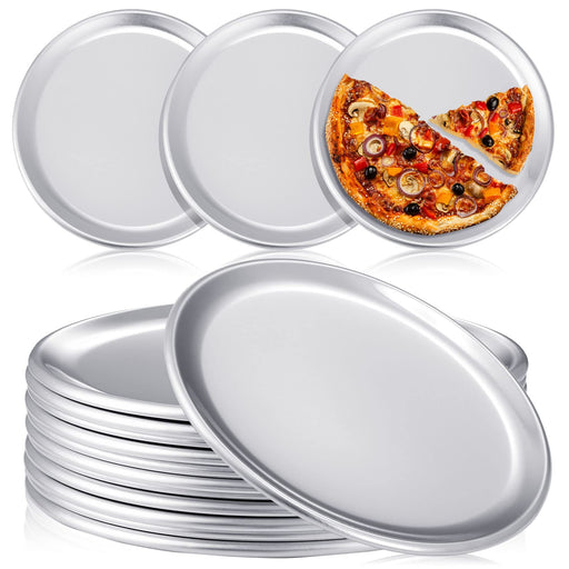 Elsjoy 4 Pack 13 Inch Stainless Steel Pizza Pan, Deep Round Baking Pan  Large Pizza Baking Tray, Heavy-Duty Pizza Dish Non-Stick Baking Sheet for  Oven