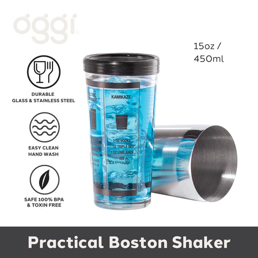 Oggi™ Groove Double Walled Cocktail Shaker with Lid - Mills & Co