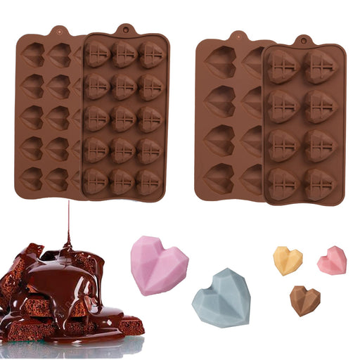 Diamond Heart Molds Chocolate Silicone Molds 2 Pieces Letter Number  Chocolate Mold 2 Pieces Wooden Hammers and 2 Pieces Droppers for Dessert  Mousses