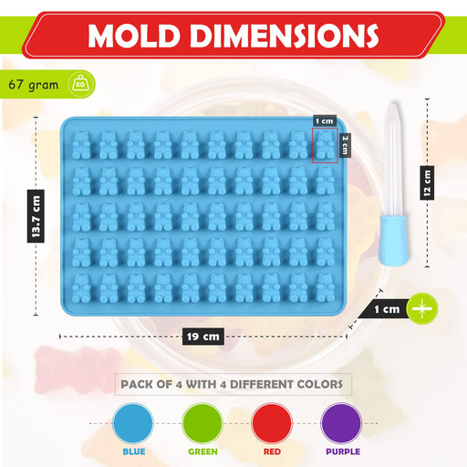 Gummy Bear Molds Silicone 5ML Large 4pcs Candy Trays for 140 Cavity Ch —  CHIMIYA