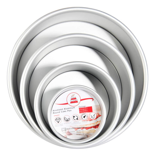 Lawei Round Cake Pan Set - 4 inch 6 inch 8 inch Cake Baking Pans with Removable Bottom, Silver