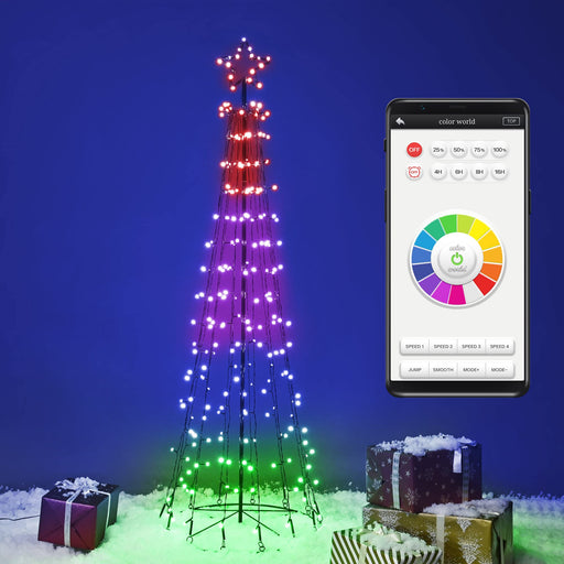  Smart Christmas Tree 6FT 265 Led Light, Prelit DIY Pattern and  Text Outdoor Christmas Cone Tree Light Show, Music Sync RGB Christmas Yard  Lights App Remote Control for Indoor Outdoor Decorations 