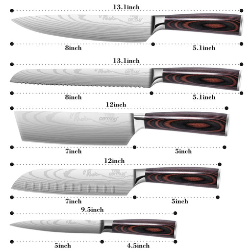 XYJ Professional Chef Knife Set Stainless Steel Kitchen Scissors Sharpener  Rod Carry Bag Tools Laser Etched Sharp Blade Cleaver Santoku Knife For  Cooking Cutter - Yahoo Shopping