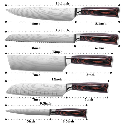 PAUDIN Kitchen Knives Set of 3, Sharp Chef Knife Set with Ergonomic ABS  Handle, High Carbon Stainless Steel Knife Set, Professional Hammered Series