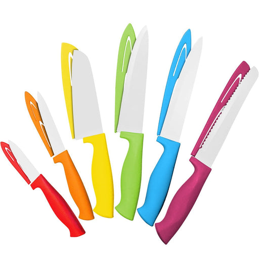 KYA36 Rainbow Titanium 12-Piece Stainless Steel Kitchen Knives Set