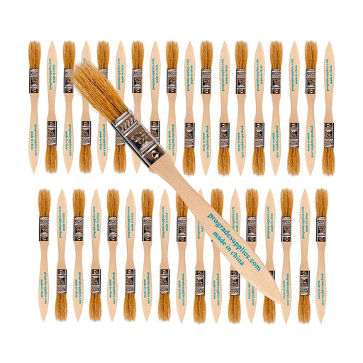 Juvale 50 Pack Wooden Chip Brushes, 1 Inch Paint Brush Set for Paint,  Stains, Varnishes, Glues, and Gesso, Nylon Fur Brush, Wooden Handle, 7 x 1  In