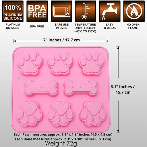 LE DOGUE Dog Paws & Bones Silicone Baking Molds with Recipe