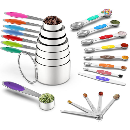 TILUCK Stainless Steel Measuring Cups & Spoons Set, Cups Kitchen