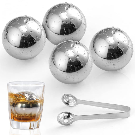  4Pcs Round Whiskey Stones Spherical Reusable Stainless