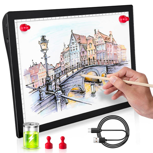 Rechargeable Light Box for Tracing Board Portable Cordless Light Pad  Drawing A4 LED Trace Lights, Golspark Wireless Battery Operated Copy Board