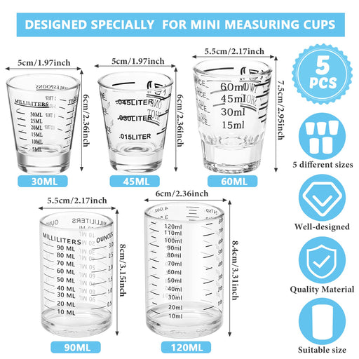 Velitoy Measuring Cup 3 Ounce/90ML Mini Liquid Glass High Espresso Thickened Glass Cup with Black Line(Black Line)