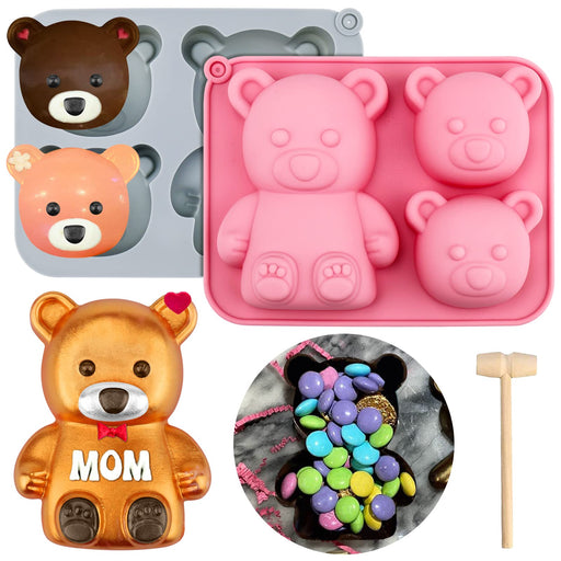 Bear Chocolate Silicone Molds, 3d Teddy Bear Breakable Mold With Hammer For  Smash Bears, Candy Molds,mousse Cake, Dessert Baking, Big Gummy Bear,  Birthday Valentines Day - Temu