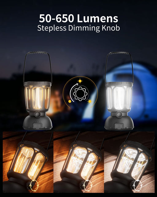 Retro LED Camping Lantern Rechargeable Tent Lights, Power Bank,230LM, —  CHIMIYA