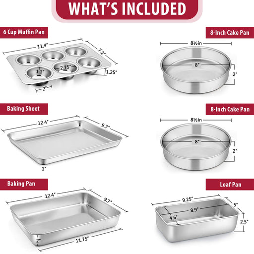 P&P CHEF 12.4 Inch Deep Rectangular Cake Pan, Stainless Steel