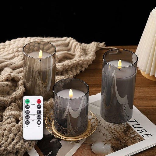 Flameless LED Candles Light, ALED LIGHT 3 Pack Warm White Plus Multicolor  Real Wax Battery Operated Electric LED Battery Candles with Timer FLameless