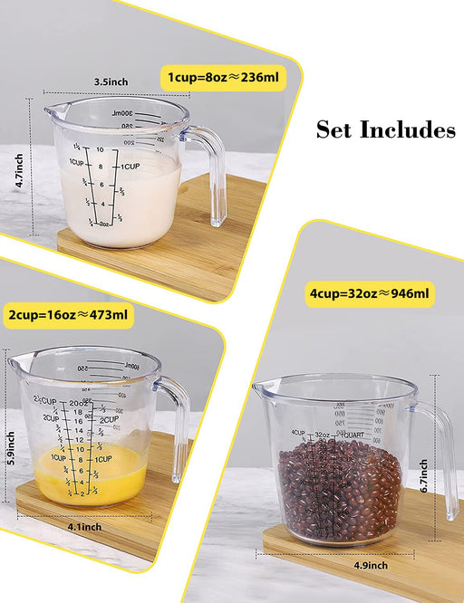 3 Pieces Angled Measuring Cups Plastic Liquid Measuring Cup Small Slanted  Measuring Cup BPA Free Liquid Nesting Stackable Measuring Cups, 200/400/