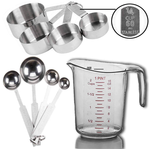 Pampered Chef Measuring Cups & Spoons Set 2257 - Durable Clear Plastic Design - Microwave-Safe