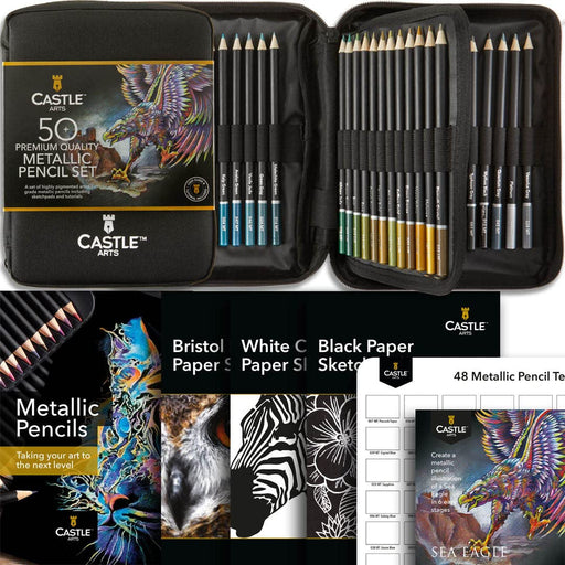 Castle Art Supplies Gold Standard 72 Colored Pencils Tin Set 