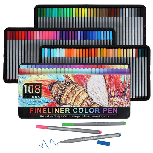 Arteza Fineliner Colored Pens Set, Inkonic, Fine Line, 0.4mm Tips