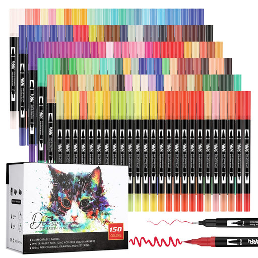 100 Colours Dual Tip Pen Set, Art Markers, Fineliner Pens for Kid Adul –  hhhouu