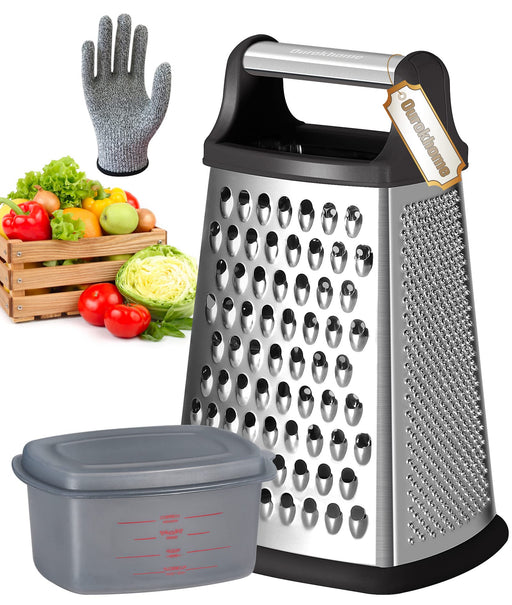  Utopia Kitchen - 6 Sided Kitchen Cheese Grater & Shredder with  Sharp Blades - Stainless Steel - Non Slippery rubber bottom - Perfect to  Grate, shred & Zest Fruits, Vegetables, Cheeses