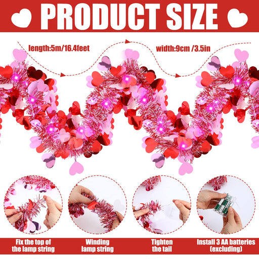 JREAMTD 66 Feet Valentines Day Beads Garland Decoration Plastic