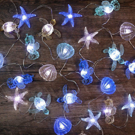 Silverstro Beach Decor Lights, 10ft 30 LEDs Ocean Theme Starfish