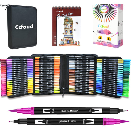 CADITEX Markers for Adult Coloring 100 Colors Dual Brush Pens Fine