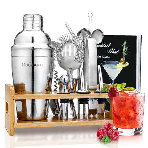 Godinger Cocktail Shaker Set and Martini Glasses Bar Set, Stainless Martini  Shaker with Stemmed Cocktail Glasses and Double Jigger, 4 Piece Gift Set