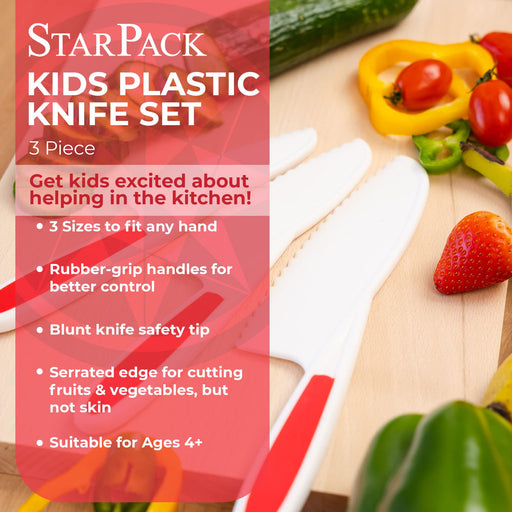 ONUPGO Kid Plastic Kitchen Knife Set, 4-Piece Plastic Knife Set