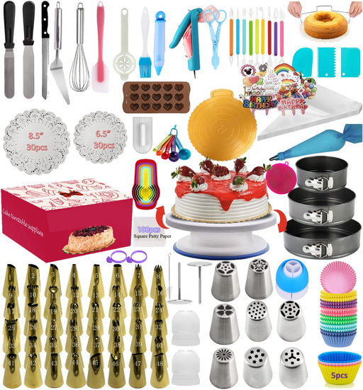 RFAQK 700PCs Cake Decorating Supplies Kit with Baking Supplies- Cake  Decorating Tools with Springform Pans, Cake Leveler, Cake Turntable,  Numbered