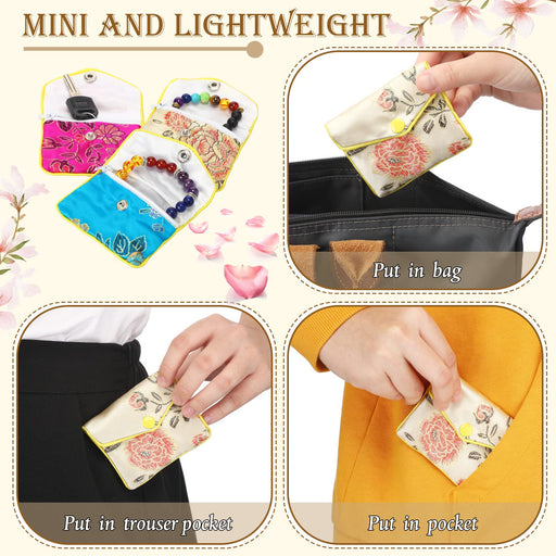 40 Pcs Microfiber Jewelry Pouch 8 x 8 cm, Jewelry Packaging Bag  Luxury Small Jewelry Gift Bags Bow Tie Microfiber Bag for Bracelet Necklace  Packaging, Envelope Style with Strings and Divider (
