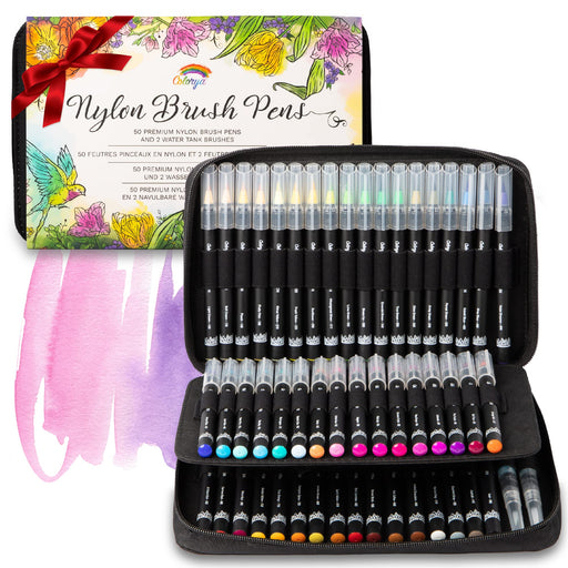 Watercolor Brush Pens, 48 Colors Set 2 Water Brush Pens. Unique