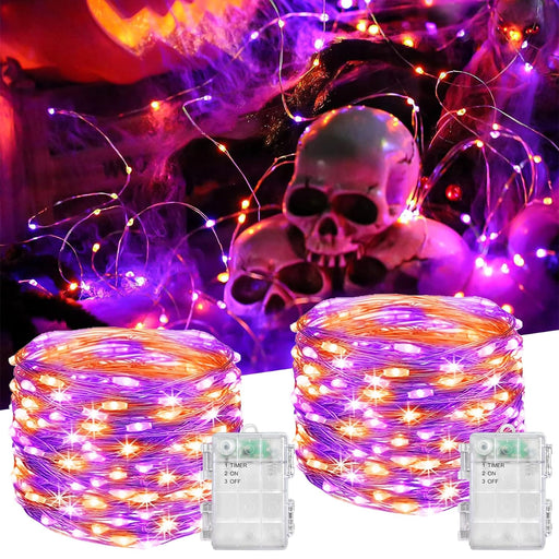 Orange & Purple Halloween Lights, 36ft 100 LED Orange Purple