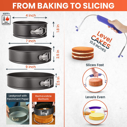 KEILEOHO Layer Cake Slicer Set, 2 PCS Stainless Steel Adjustable 7