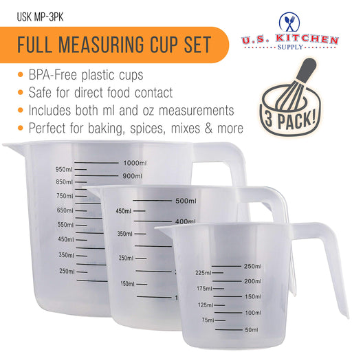 Plastic Measuring Cups with Handle Clear Liquid Measuring Cup Measure Jug  Pouring Pitcher for Flour Oil Powder,Baking, Liquid, Lab Use(250ML) - Yahoo  Shopping