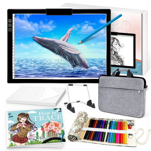 Perzodo A4 LED Light Pad for Diamond Painting, Super Bright USB Powered Light Board Kit with Detachable Stand, and Black Pad Clip
